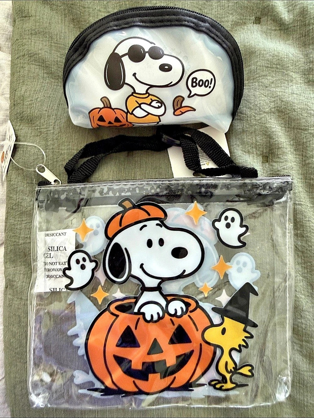 Peanuts Snoopy Halloween Cosmetic Bag Set Black & Orange